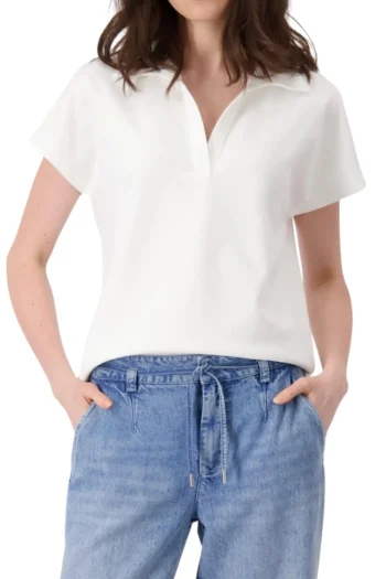 MONARI T Shirts|Tops-POLO COLLAR TEE OFF-WHITE