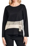 PERUZZI Tops-RAISED APPLIQUE TOP BLACK
