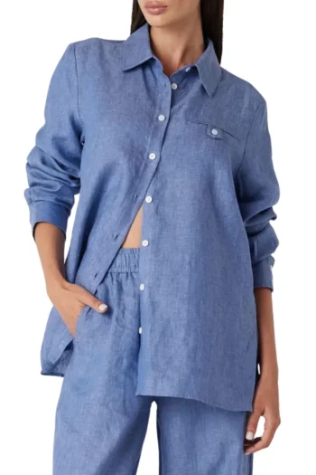 CABLE Shirts-SAIL LINEN SHIRT BLUE