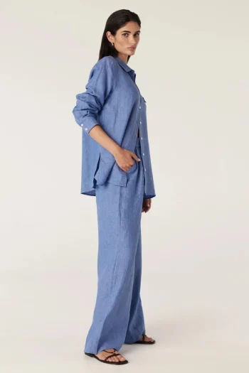 CABLE Shirts-SAIL LINEN SHIRT BLUE