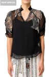 ONCE WAS Tops-SAMIRA VISCOSE CHIFFON TOP ONYX