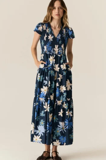 POL CLOTHING Dresses-SAVOY SHIRRED DRESS PRINT