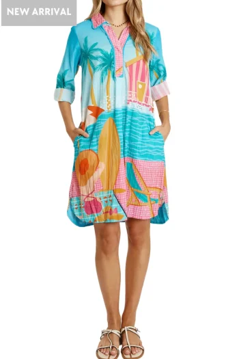 LULA LIFE Dresses-SERAPHINA SHIRTMAKER MIST