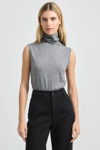 TOORALLIE Tops-SLEEVELESS ROLL NECK