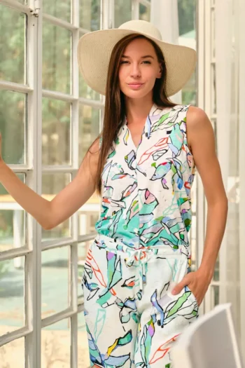 DOLCEZZA Tops-S/LESS PRINTED TOP MOON