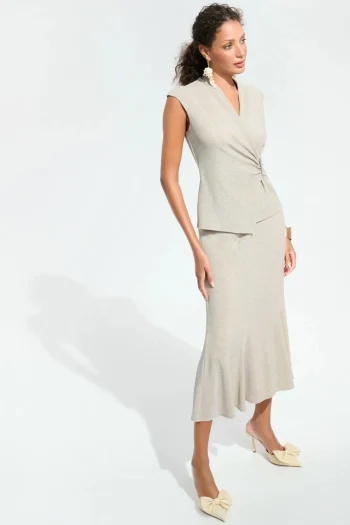 JOSEPH RIBKOFF Skirts-SPARKLE KNIT TRUMPET SKIRT CHAMPAGNE