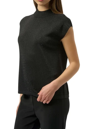 JOSEPH RIBKOFF Tops-SWEATER KNIT PULLOVER BLACK