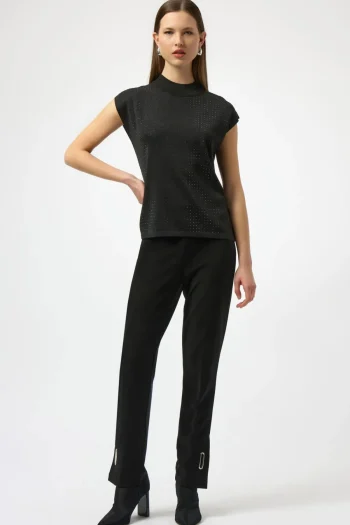 JOSEPH RIBKOFF Tops-SWEATER KNIT PULLOVER BLACK