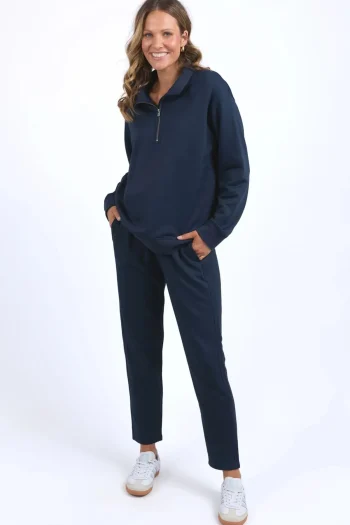 ELM Tracksuits|Track Tops-TATUM HALF ZIP FLEECE DARK-SAPPHIRE