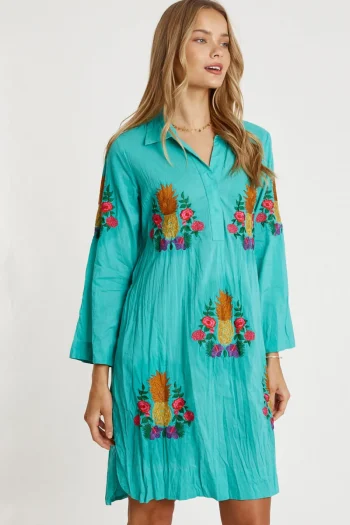 LULA LIFE Dresses-TROPICANNA SHIRTMAKER SEA