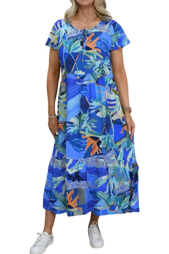 DOLCEZZA Dresses-V NECK DRESS PALMETTO