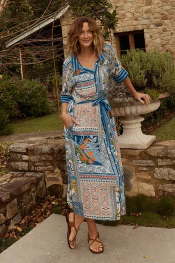 LULA LIFE Dresses-VELORA MIDI OCEAN