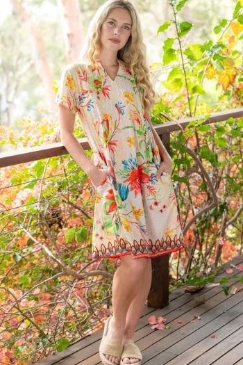 CIENNA Dresses-PINTUCK DRESS WARATAH