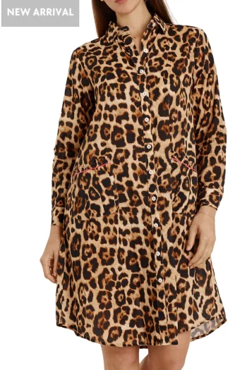 RUBY YAYA Dresses-WILD SHIRTMAKER PRINT