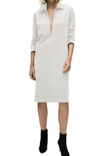 MELA PURDIE Dresses|Winter Style-ZIP COLLAR DRESS WINTER-WHITE