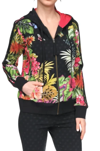 JOHNNY WAS Jackets-ZIP FRONT HOODIE PRINT