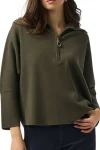 JOSEPH RIBKOFF Jumpers|Winter Style-ZIPPED COLLAR KNIT AVOCADO
